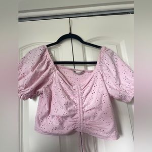 Pink off the shoulder frilly top
